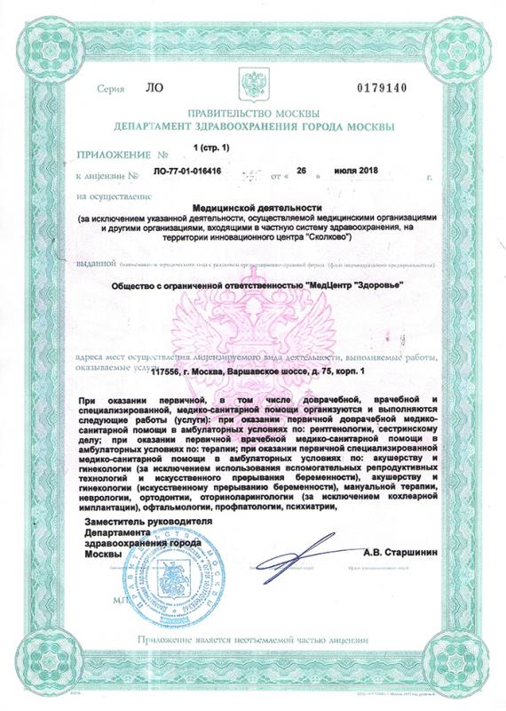 Лицензия на осуществление медицинской деятельности (Страница 1)